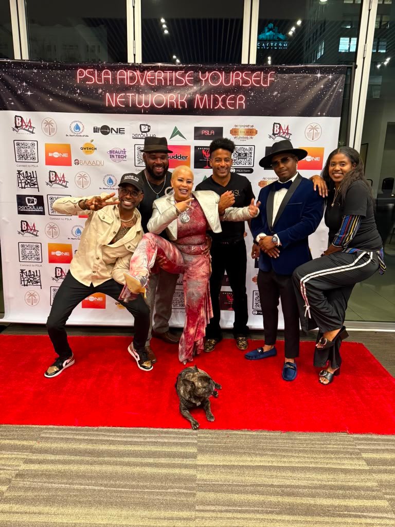 Lovett Love with friends on the red carpet at the PSLA Advertise Yourself Network Mixer